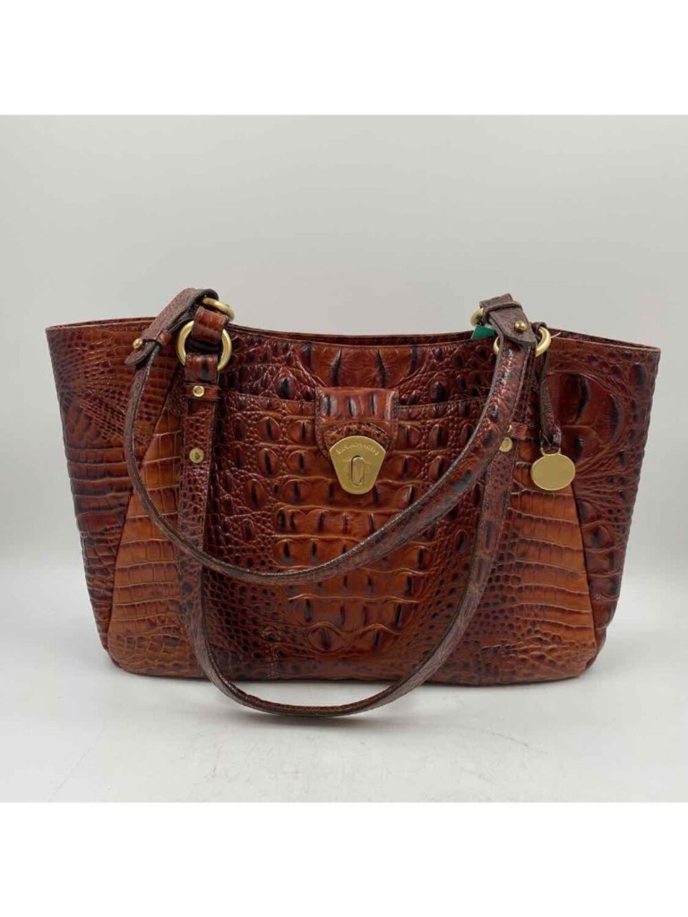 Brahmin Collette Alligator Croc Embossed Leather Women's Brown Textured Purse